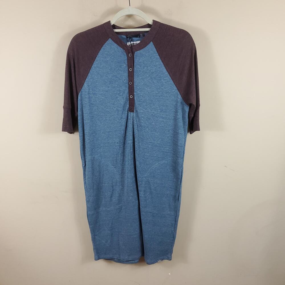 Prana Cozy Up Henley Dress Vintage Blue Heather Size S
